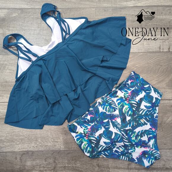 Adisputent High Waist Flounce Bikini Swimsuit Size XL - Picture 6 of 6